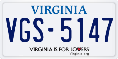 VA license plate VGS5147