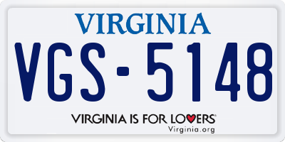 VA license plate VGS5148