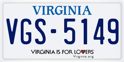 VA license plate VGS5149