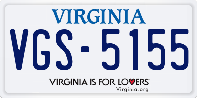 VA license plate VGS5155