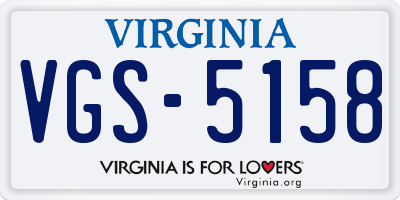 VA license plate VGS5158