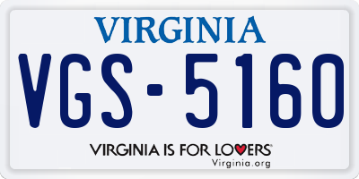 VA license plate VGS5160