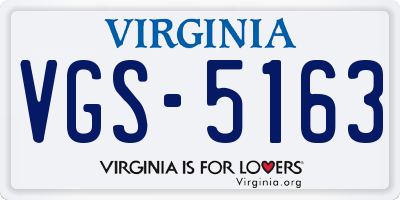 VA license plate VGS5163