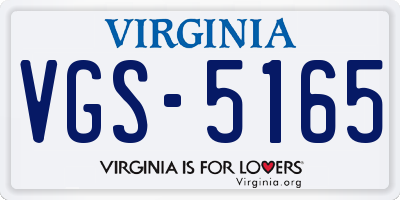 VA license plate VGS5165