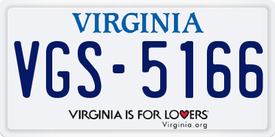 VA license plate VGS5166