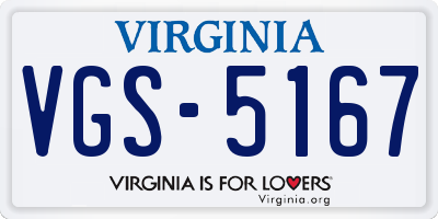 VA license plate VGS5167