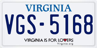 VA license plate VGS5168
