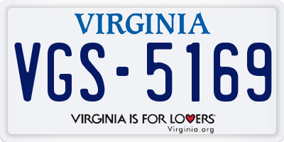 VA license plate VGS5169