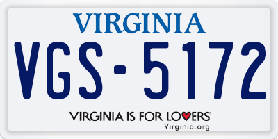 VA license plate VGS5172