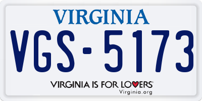 VA license plate VGS5173