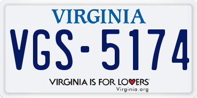 VA license plate VGS5174