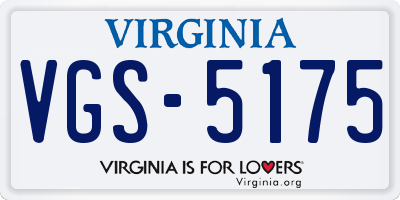 VA license plate VGS5175