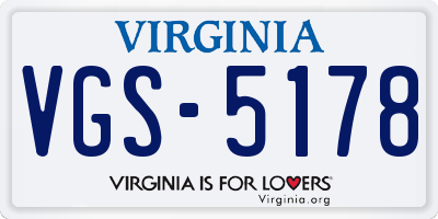 VA license plate VGS5178