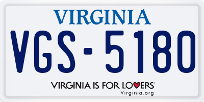 VA license plate VGS5180