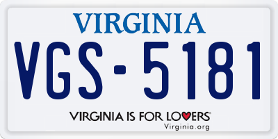 VA license plate VGS5181