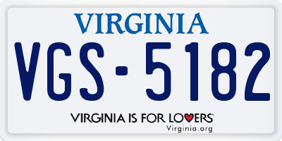 VA license plate VGS5182