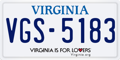 VA license plate VGS5183