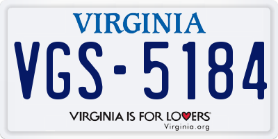 VA license plate VGS5184