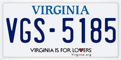 VA license plate VGS5185