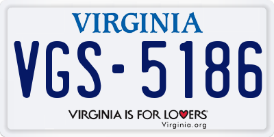 VA license plate VGS5186