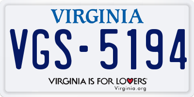 VA license plate VGS5194