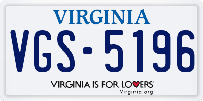 VA license plate VGS5196