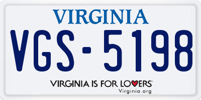 VA license plate VGS5198