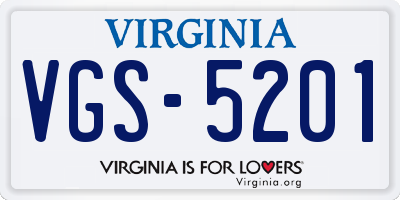 VA license plate VGS5201