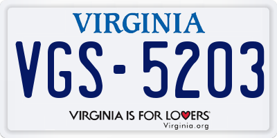 VA license plate VGS5203
