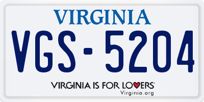 VA license plate VGS5204