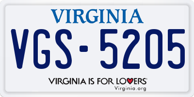 VA license plate VGS5205