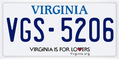 VA license plate VGS5206