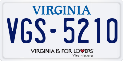 VA license plate VGS5210