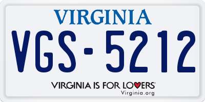 VA license plate VGS5212