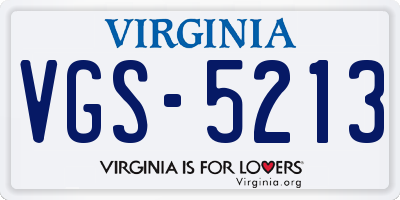 VA license plate VGS5213