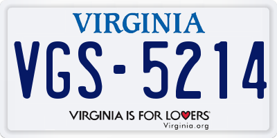 VA license plate VGS5214