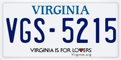 VA license plate VGS5215