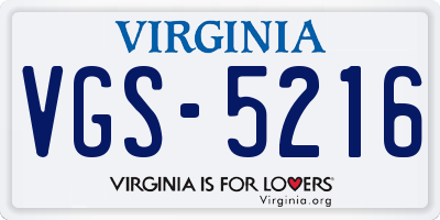 VA license plate VGS5216