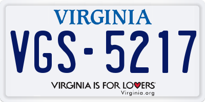 VA license plate VGS5217