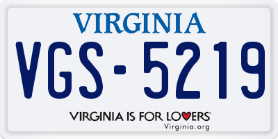 VA license plate VGS5219