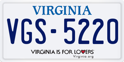 VA license plate VGS5220