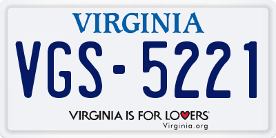 VA license plate VGS5221