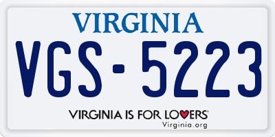 VA license plate VGS5223