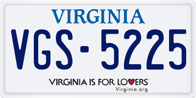 VA license plate VGS5225