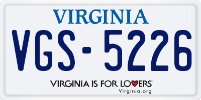 VA license plate VGS5226