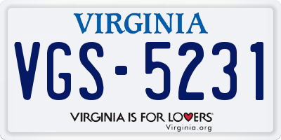 VA license plate VGS5231
