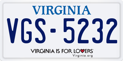 VA license plate VGS5232