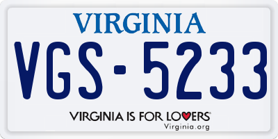 VA license plate VGS5233