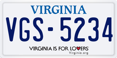 VA license plate VGS5234