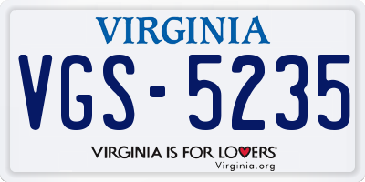 VA license plate VGS5235